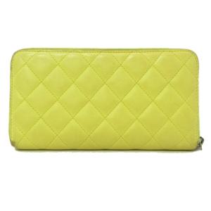 CHANEL マトラッセ ロングウォレット ラムスキン レザー ココマーク金具 20番台 ギャラ付 イエロー系