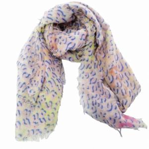 エトール カシシル ストール ショール 大判 レオパード柄 カシミヤ シルク混 ピンク系