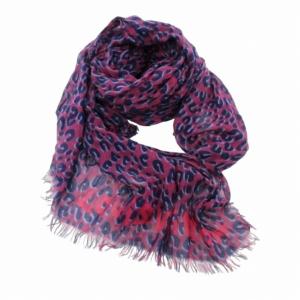 エトール ストール ショール マフラー 大判 レオパード柄 レッド系 赤系 0311 AA