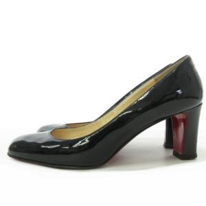 Christian Louboutin SIMPLE PUMP パンプス エナメル パテント ヒール シューズ 定番 黒 ブラック 37 約23.5?p 0312