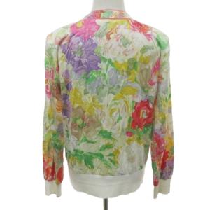 LEONARD FASHION ノーカラージャケット ブルゾン 花柄 ロゴ ボタン コットン マルチカラー M 0314