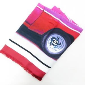 CHANEL シルクスカーフ ストール ショール 車柄 総柄 ロゴ ココマーク マルチカラー 190×132