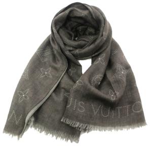 モノグラム カシシル ストール フリンジ カシミヤ シルク混 総柄 ロゴ 国内正規 ブラウン