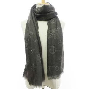 LOUIS VUITTON モノグラム カシシル ストール フリンジ カシミヤ シルク混 総柄 ロゴ 国内正規 ブラウン