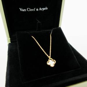 Van Cleef & Arpels K18YG スウィートアルハンブラ ネックレス ペンダント 白蝶貝 Au750 18金