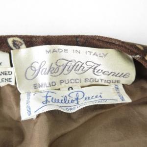 Emilio Pucci 美品 ベロアベスト カットソー 花柄 総柄 茶 ブラウン 系 8 約L 0313