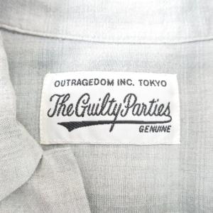 WACKO MARIA GUILTY PARTIES 近年モデル オンブレーチェックシャツ 長袖 バックロゴ刺繍 レーヨン オープンカラー 開襟 グリーン系