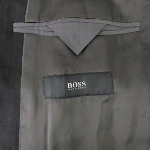 HUGO BOSS スーパー100 セットアップ スーツ ウール シャドーストライプ 総裏 2B 黒 ブラック 系 48 約M 0325