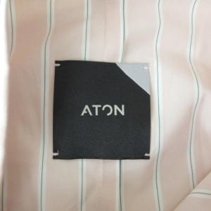 ATON 21SS GIZA STRIPE OVERSIZED SHIRT ストライプシャツ 半袖 コットン オーバーサイズ ピンク系