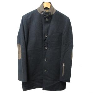 SOPHNET. 2WAY ブリティッシュ ツイード チェスターコート レザーエルボーパッチ SOPH-123022 ジャケット 濃紺 ネイビー