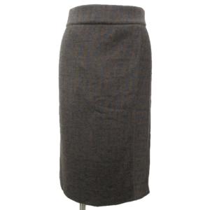 FENDI ヴィンテージ ズッカ柄 ニット ラップスカート ひざ丈 FFロゴ 総柄 メリノウール イタリア製 ブラウン×グレー 茶×灰