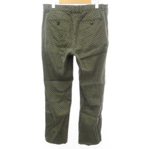 ETRO 近年モデル リネン テーパードパンツ スラックス 総柄 小紋調 ストレッチ イタリア製 カーキ系 緑系 50 約L相当 0415