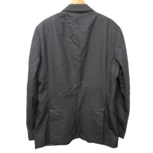 ETRO セットアップ スーツ シルク混 ジャケット 2B 裏地花柄 スラックス カットボタン 総柄 パンツ股補修有 黒 ブラック 50