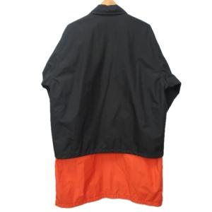 FACETASM 17AW LONG COACH JACKET ロングコーチジャケット ロゴライン レイヤード ナイロン バイカラー ブラック×オレンジ