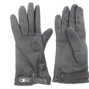 FENDI ヴィンテージ レザー グローブ 手袋 内側カシミヤ 黒 ブラック M 0629 AA