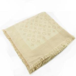 402336 モノグラム シルクストール マフラー ショール 大判 ウール混 イタリア製 ベージュ