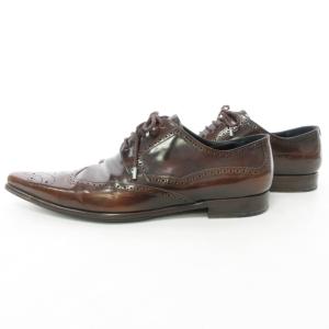 DOLCE&GABBANA レザーシューズ ビジネスシューズ 革靴 ウイングチップ メダリオン装飾 パンチング フォーマル ブラウン 茶 8 1