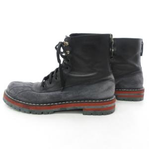 Sergio Rossi マウンテンブーツ ハンティングブーツ シューズ 靴 スエードレザー切替 内ボア イタリア製 ブラック×ネイビー系 黒×紺系