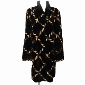 SAGA MINK 銀サガ シェアードミンクファー ロングコート 毛皮 裏地総柄 黒 茶