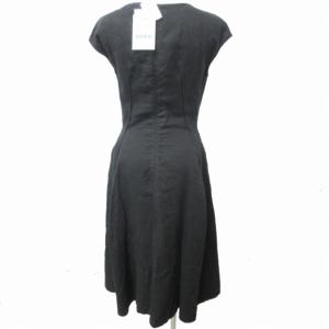 ASPESI タグ付 近年モデル ノースリーブワンピース 製品染め リネン 黒 ブラック 38 約Mサイズ 0423