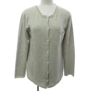 カシミヤ カーディガン ニットジャケット セーター ポケット ライトグレー系 F 0422