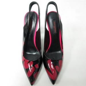 LOUIS VUITTON グラフィティ パンプス スリングバック エナメル シューズ ブラック ピンク 36.5