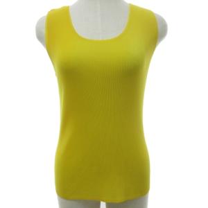 美品 ノースリーブ カットソー シャツ イッセイミヤケ PP21-FK101 ブラウス 黄色 イエロー 3 約M-L 0424