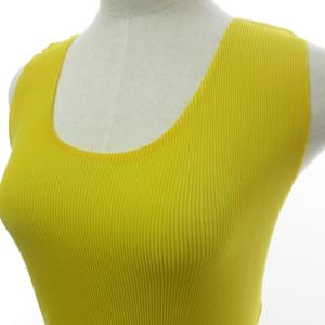 PLEATS PLEASE ISSEY MIYAKE 美品 ノースリーブ カットソー シャツ イッセイミヤケ PP21-FK101 ブラウス 黄色 イエロー 3 約M-L 0424