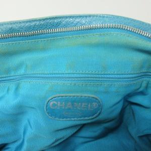 CHANEL 90s キャビアスキン ココマーク トートバッグ レザー ロゴ デカココ ブルー系 0512