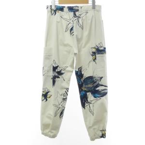 KENZO ワークパンツ 裾ゴム 花柄 総柄 スラックス 白 ホワイト 38 約Mサイズ 0523
