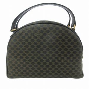 CELINE マカダム柄 ハンドバッグ ミニボストンバッグ PVC×レザー ブラック