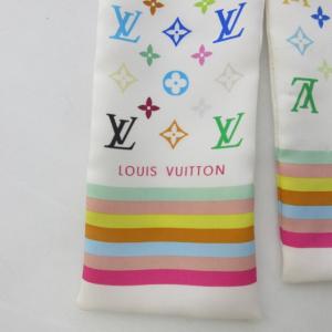 LOUIS VUITTON バンドー マルチカラー モノグラム スカーフ 総柄 白 NGA35
