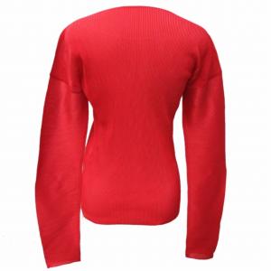 ISSEY MIYAKE 美品 プリーツカットソー Tシャツ ストレッチ有 長袖 赤 レッド 3 約M-Lサイズ 0512 NGA35