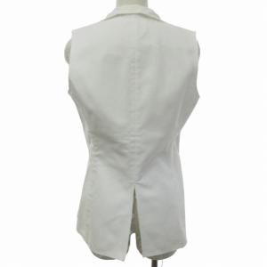 CHANEL 07P カットオフ加工ノースリーブジャケット ベスト ココマークボタン 白 ホワイト 40 約Lサイズ 0504 NGA35