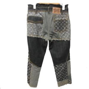 LOUIS VUITTON 再構築 モノグラムパッチワークデニムパンツ ジーンズ RW071B グレー ブラック ネイビー