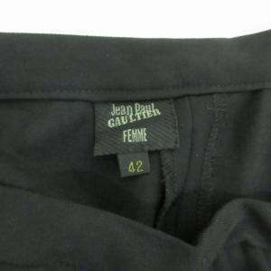 Jean Paul GAULTIER FEMME ヴィンテージ ロングスカート 裾プリーツ切替 花柄 ブラック レッド 42