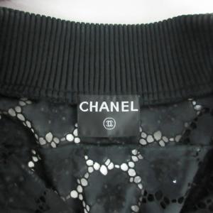 CHANEL ジップアップベスト ビジュー レース ブラック