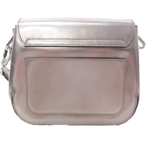 TOD'S ショルダーバッグ 斜め掛け クロスボディ シルバー金具 ロゴプレート メタリックピンク 0520 STK