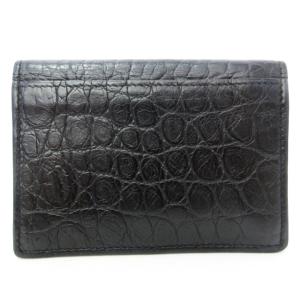 SAINT LAURENT PARIS クロコ カードケース 名刺入れ コンパクトウォレット 財布 レザー エンボス加工 型押し ロゴ ブラック 黒 361730