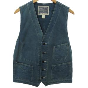 ヴィンテージ加工 本藍染め ベスト デニムベスト Limited Edition ジレ M ブルー