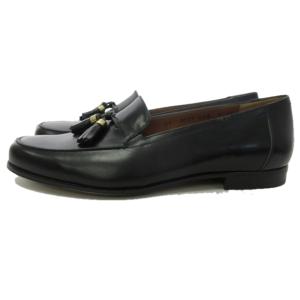 Salvatore Ferragamo STUDIO タッセル ローファー レザー シューズ 靴 黒 ブラック 7 2E 約25.5?p 0510