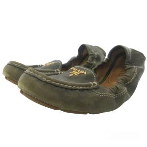 バレエ シューズ レザー パンプス ローファー スリッポン カーキ 36 約23?p 0526