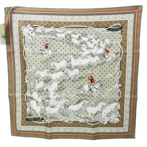 22AW カレ55 LES MUSTANGS BANDANA シルクスカーフ 野生馬 総柄 GRIS