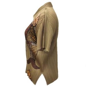 PLEATS PLEASE ISSEY MIYAKE ISSEY MIYAKE ブラウス 和風魚柄 プリーツ 4 ベージュ