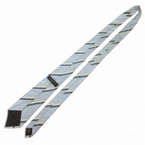 LOUIS VUITTON LVロゴ ネクタイ レジメンタルストライプ シルク ビジネス フォーマル 水色 スカイブルー 0531 WY