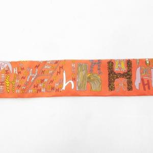 HERMES 1001H 千と一のH ツイリー シルク オレンジ