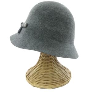 HELEN KAMINSKI 美品 上質 ウールフェルト リボン ハット 帽子 グレー F 0602