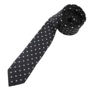 ナロータイ ネクタイ ビジネス シルク100％ ドット イタリア製 黒 ブラック 0603