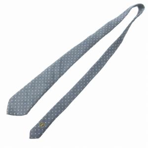 LOUIS VUITTON ネクタイ シャドーモノグラム ドット柄 シルク100％ ビジネス イタリア製 グレー系 0604  IBO40