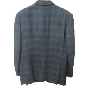 LANVIN テーラードジャケット ブレザー チェック柄 2B 紺 ネイビー R48‐45 約M-Lサイズ 0626 ECM